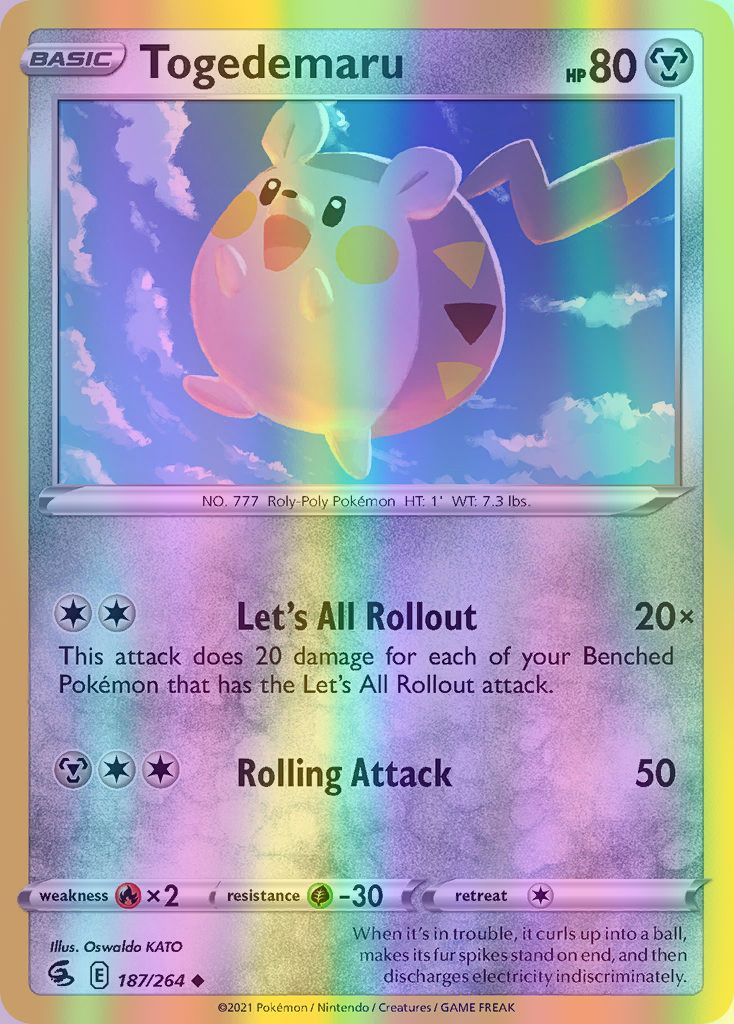 Togedemaru - 187/264 (SWSH08) Uncommon - Near Mint Reverse Holofoil