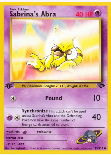 Sabrina's Abra - 093/132 (G2) Common - Near Mint 1st Edition