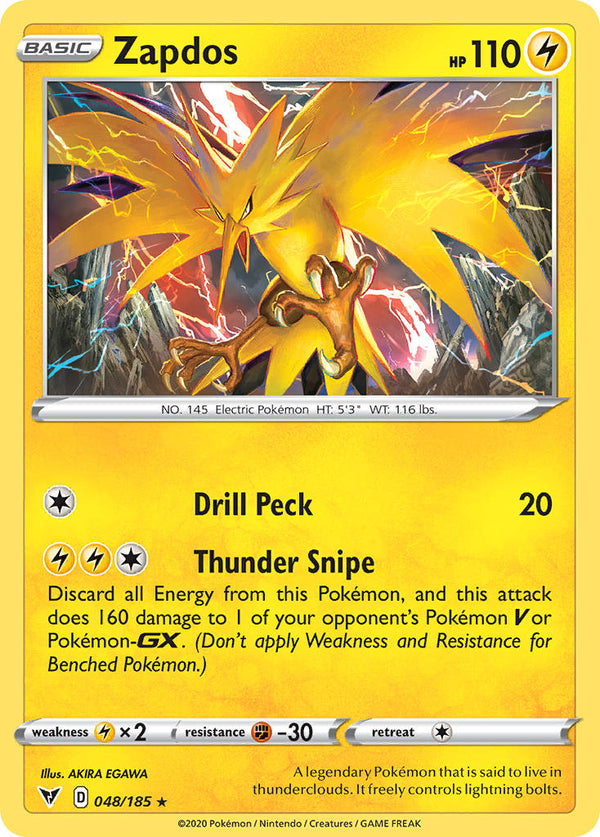 Zapdos - 048/185 (SWSH04) Holo Rare - Near Mint Holofoil