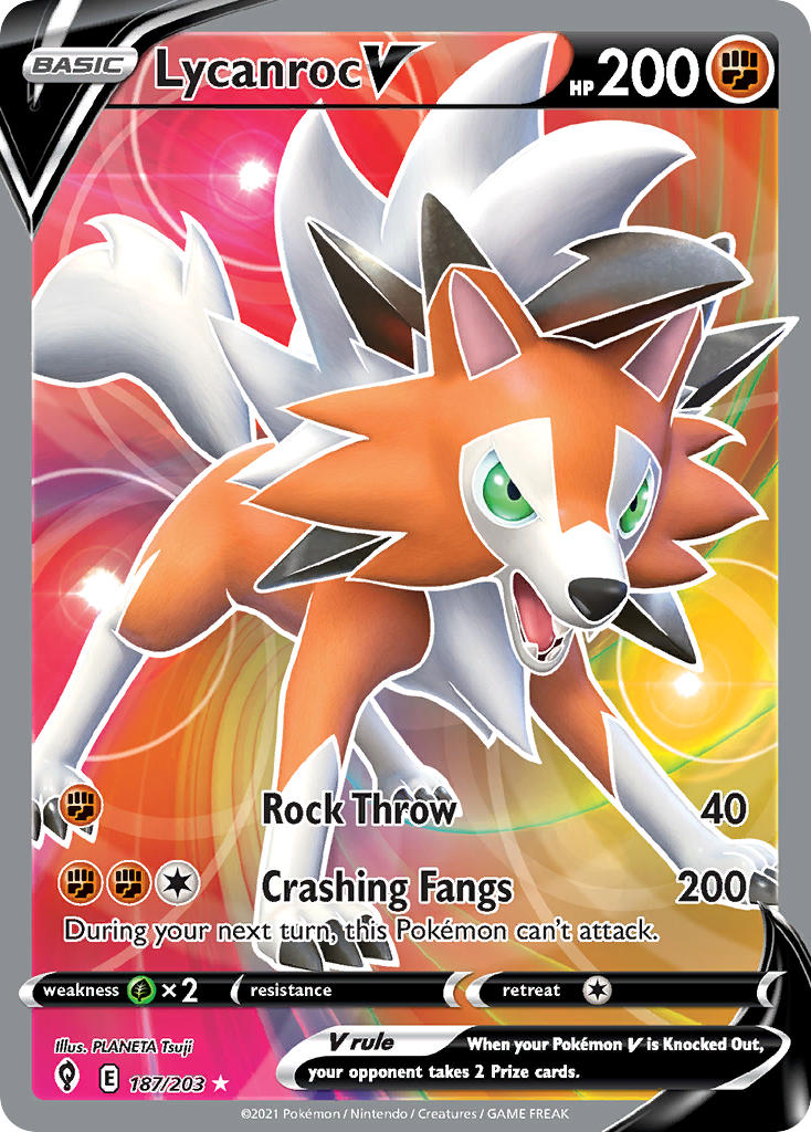 Lycanroc V (Full Art) - 187/203 (SWSH07) Ultra Rare - Near Mint Holofoil