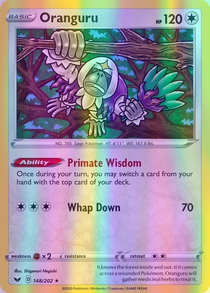 Oranguru - 148/202 (SWSH01) Holo Rare - Near Mint Reverse Holofoil