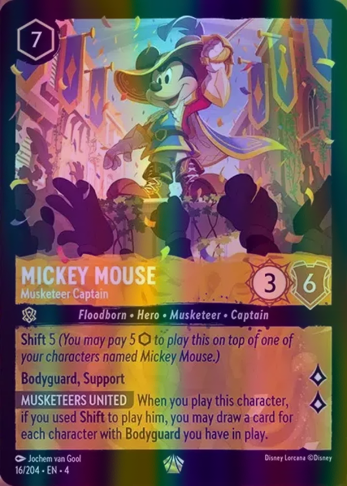 Mickey Mouse - Musketeer Captain (Ursula's Return 016/204) Legendary - Near Mint Cold Foil