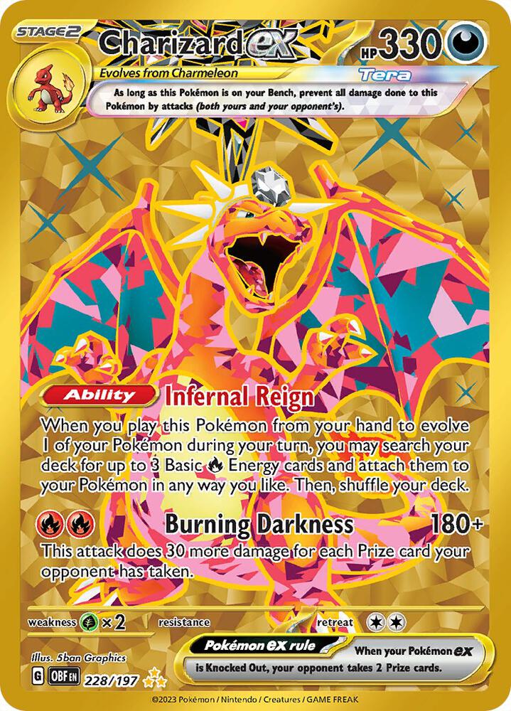 Charizard ex - 228/197 (OBF) Hyper Rare - Moderate Play Holofoil