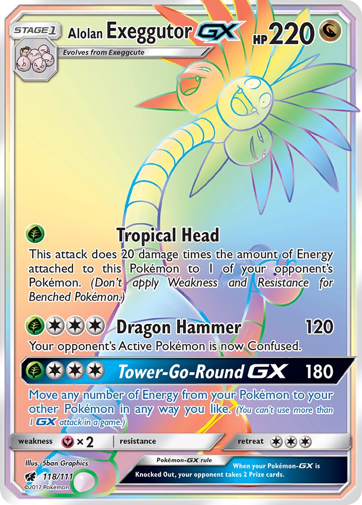 Alolan Exeggutor GX - 118/111 (CIN) Secret Rare - Near Mint Holofoil