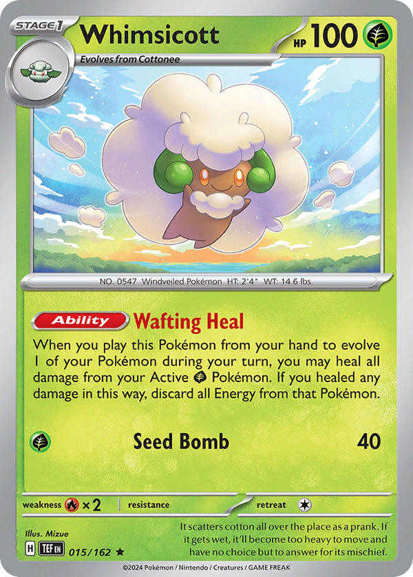 Whimsicott - 015/162 (TEF) Rare - Near Mint Holofoil