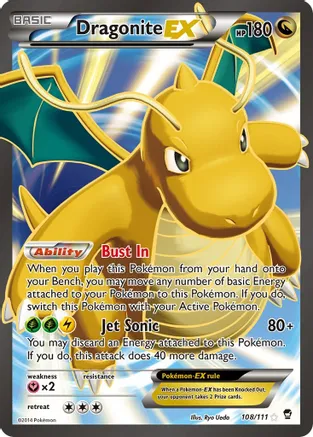 Dragonite EX (Full Art) - 108/111 (FFI) Ultra Rare - Moderate Play Holofoil