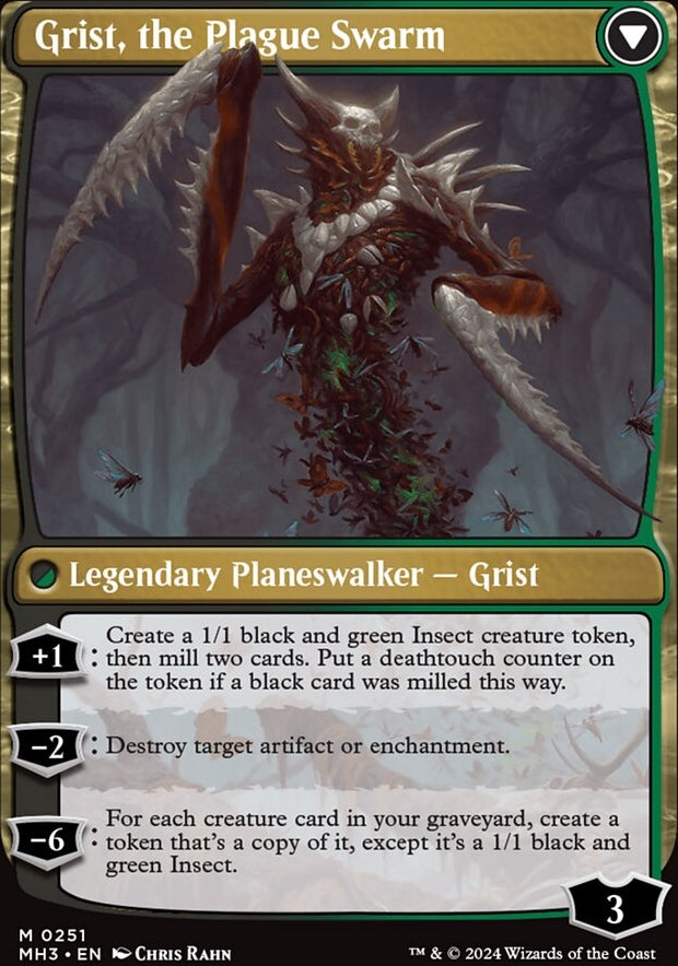 Grist, Voracious Larva // Grist, the Plague Swarm [#0251] (MH3-M-FOIL)