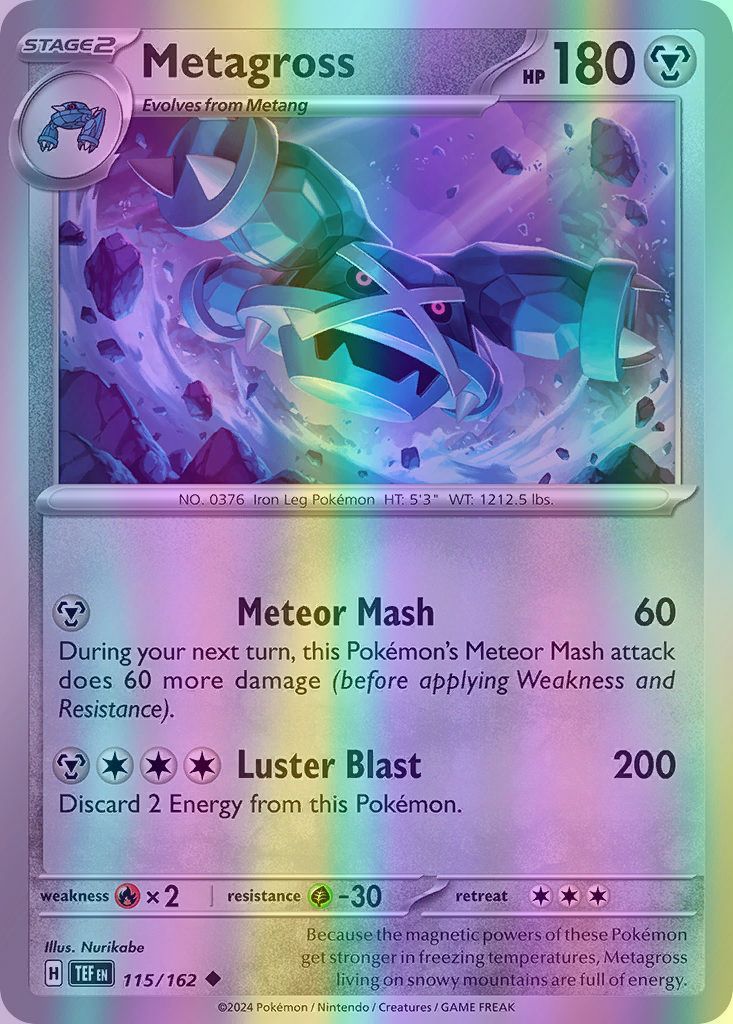 Metagross - 115/162 (TEF) Uncommon - Near Mint Reverse Holofoil