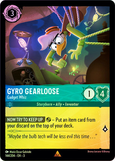 Gyro Gearloose - Gadget Whiz (Into the Inklands 144//204) Rare - Near Mint Cold Foil