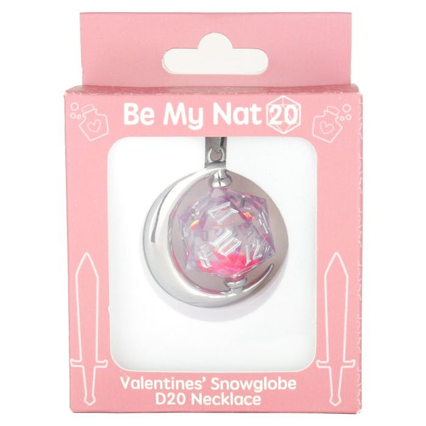 Sirius Dice Necklace: Be My Nat 20 Valentines' Snowglobe D20