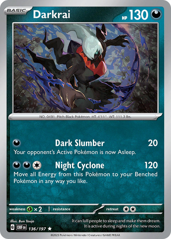 Darkrai - 136/197 (OBF) Rare - Near Mint Holofoil