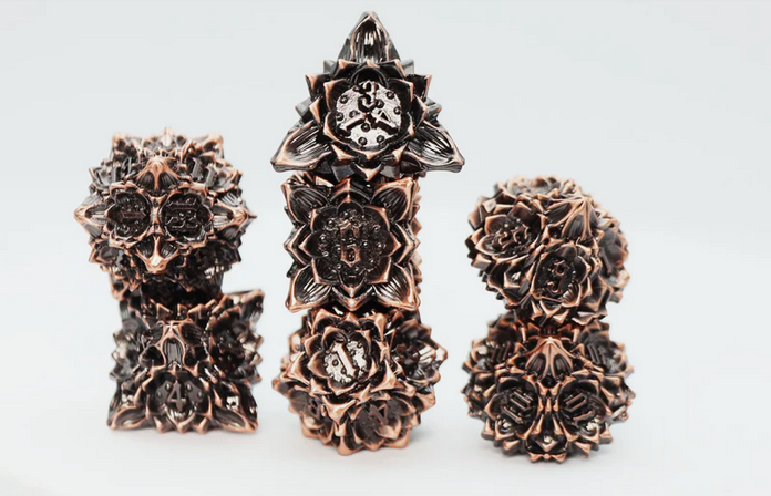 Floral Starburst: Ancient Bouquet - Metal RPG Dice Set