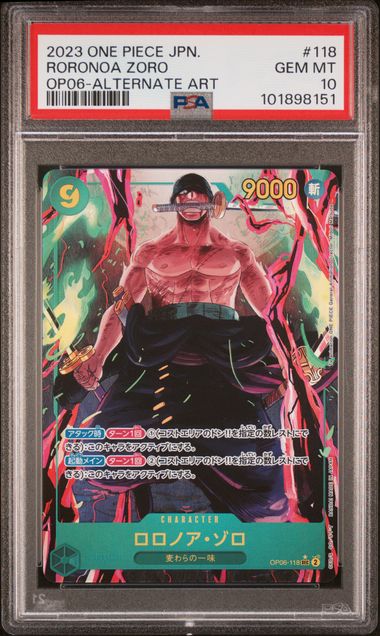 Roronoa Zoro  (OP06-118 SEC) Alternate Art Japanese (Graded - PSA 10)