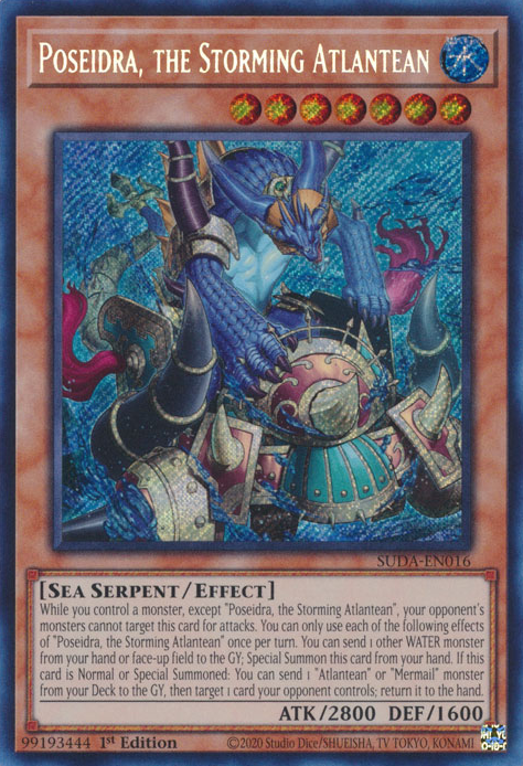 Poseidra, the Storming Atlantean (SUDA-EN016) Secret Rare - Near Mint 1st Edition