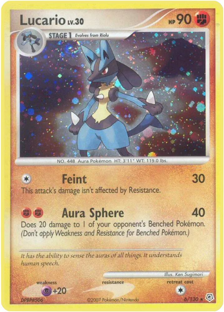 Lucario LV 30- 6/130 (DP) Rare - Light Played Reverse Holo