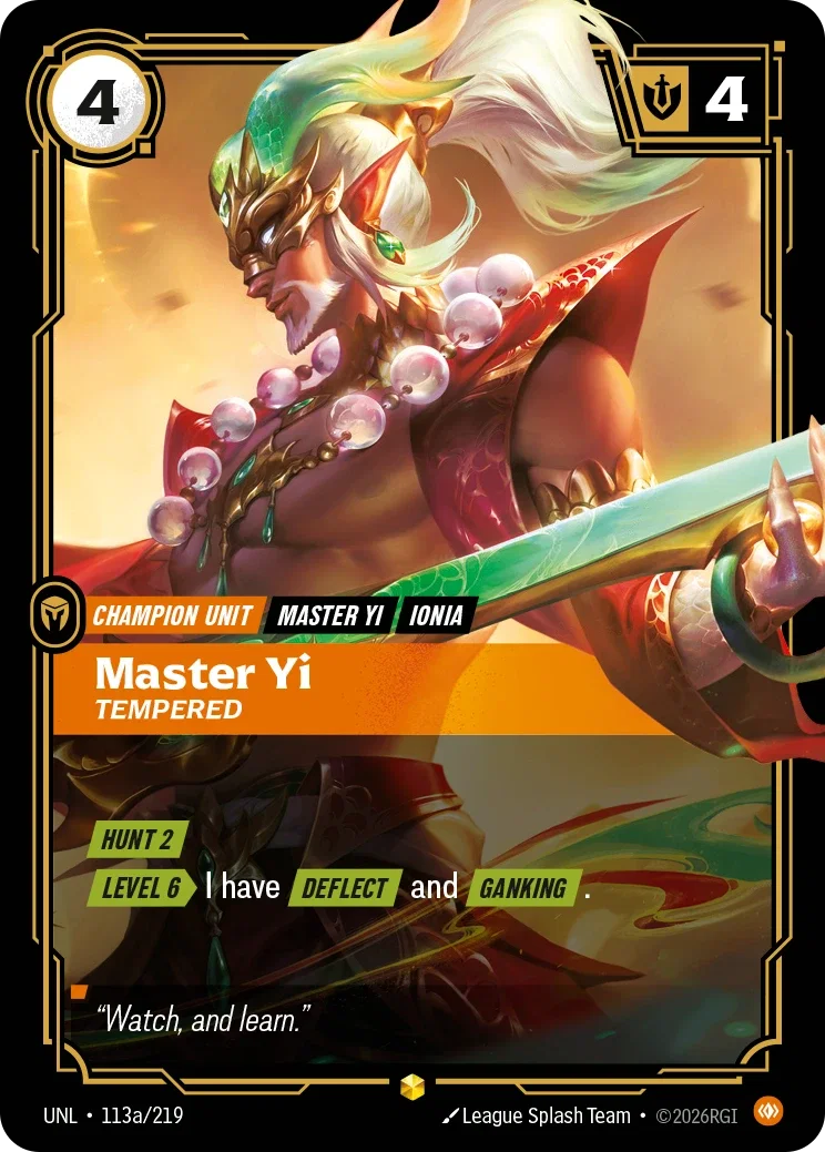 Master Yi - Tempered (Alternate Art) - 113a/219 (UNL)  Showcase
