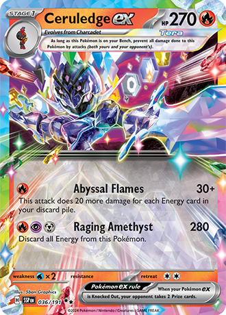 Ceruledge ex - 036/191 (SSP) Double Rare - Near Mint Holofoil