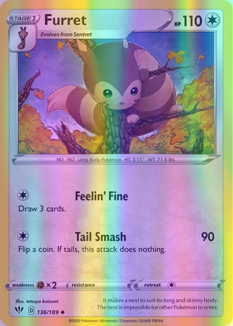 Furret - 136/189 (SWSH03) Uncommon - Near Mint Reverse Holofoil