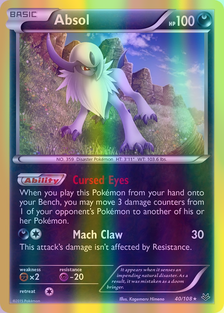 Absol - 040/108 (ROS) Holo Rare - Near Mint Reverse Holofoil