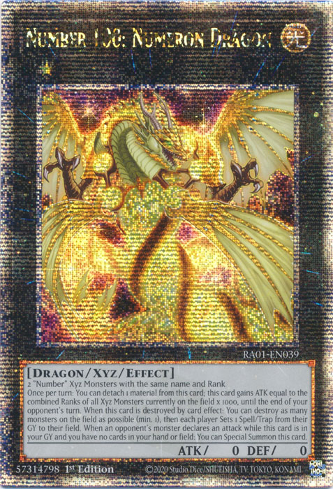 Number 100: Numeron Dragon (RA01-EN039) Quarter Century Secret Rare - Near Mint 1st Edition