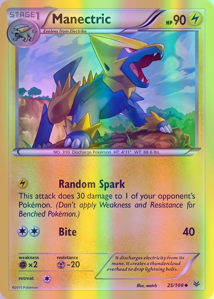 Manectric - 025/108 (ROS) Uncommon - Near Mint Reverse Holofoil