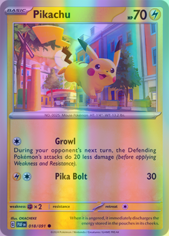 Pikachu - 018/091 (PAF) Common - Near Mint Reverse Holofoil