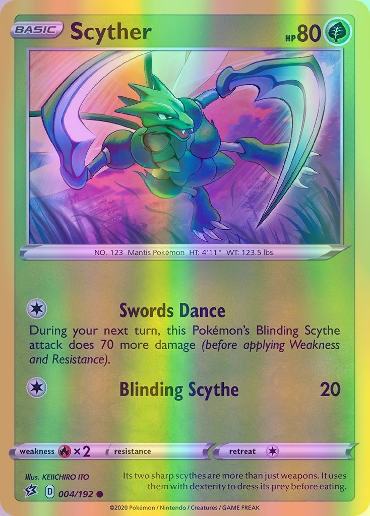 Scyther - 004/192 (SWSH02) Common - Near Mint Reverse Holofoil