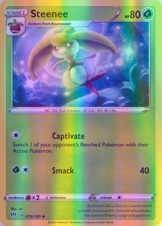 Steenee - 015/189 (SWSH03) Uncommon - Near Mint Reverse Holofoil