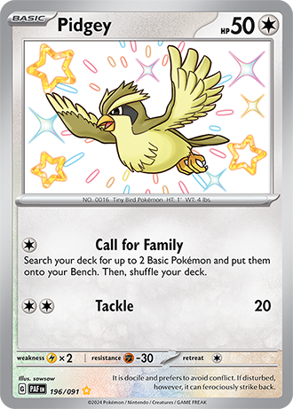 Pidgey - 196/091 (PAF) Secret Rare - Near Mint Holofoil