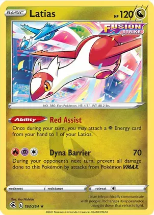 Latias - 193/264 (SWSH08) Rare - Near Mint Reverse Holofoil