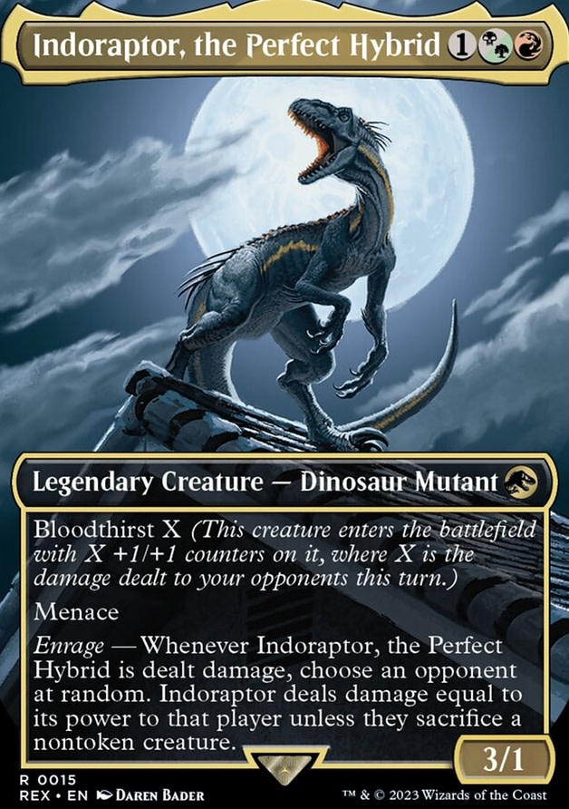 Indoraptor, the Perfect Hybrid [#0015 Borderless] (REX-R-FOIL) Light Play