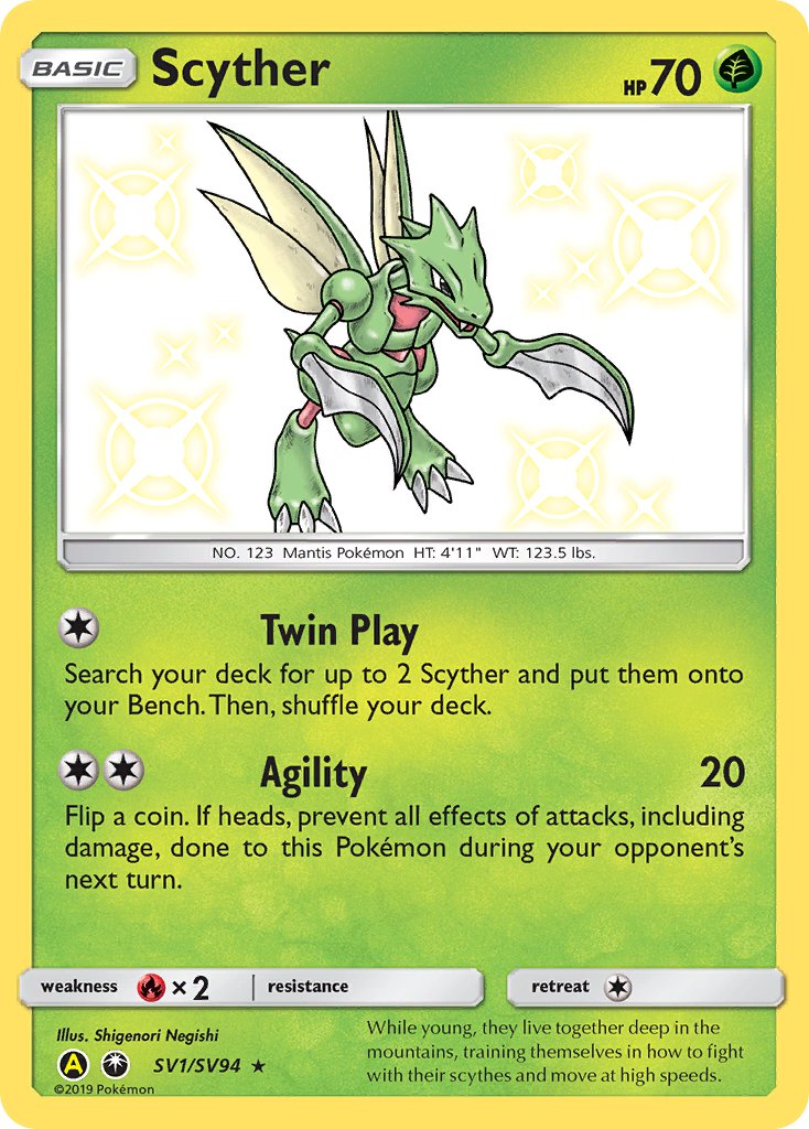 Scyther - SV1/SV94 (HIF:SV) Shiny Holo Rare - Near Mint Holofoil
