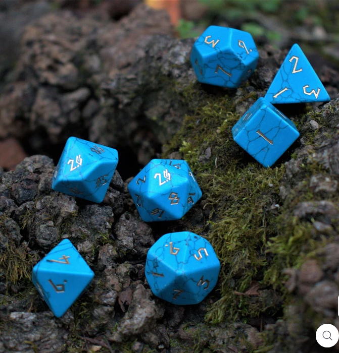Blue Turquoise Stone Dice Set