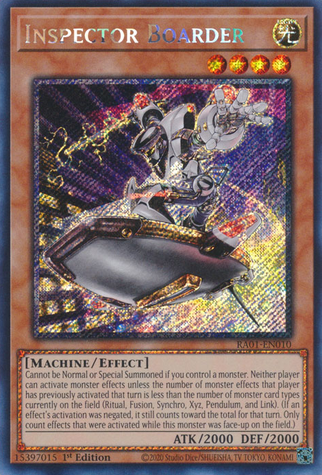 Inspector Boarder (RA01-EN010) Platinum Secret Rare - Near Mint 1st Edition