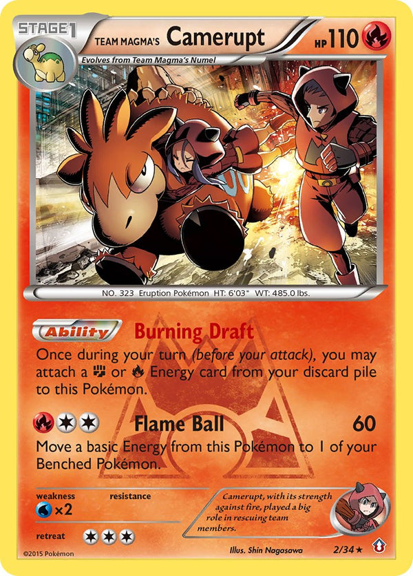 Team Magma's Camerupt - 002/034 (DCR) Holo Rare - Near Mint Holofoil