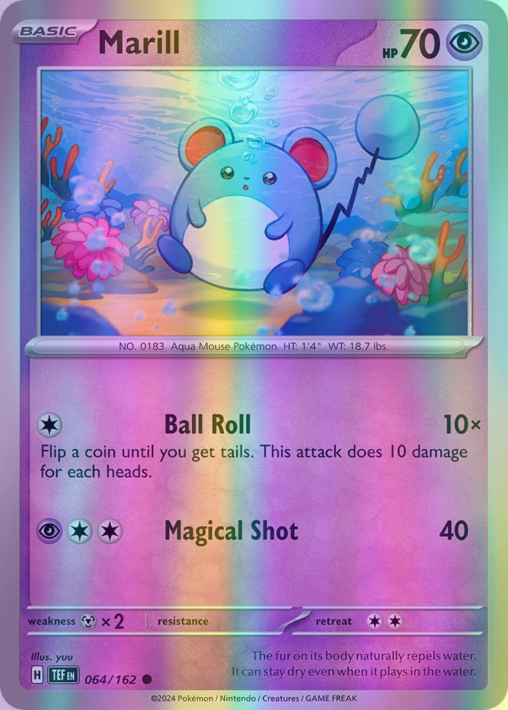 Marill - 064/162 (TEF) Common - Near Mint Reverse Holofoil