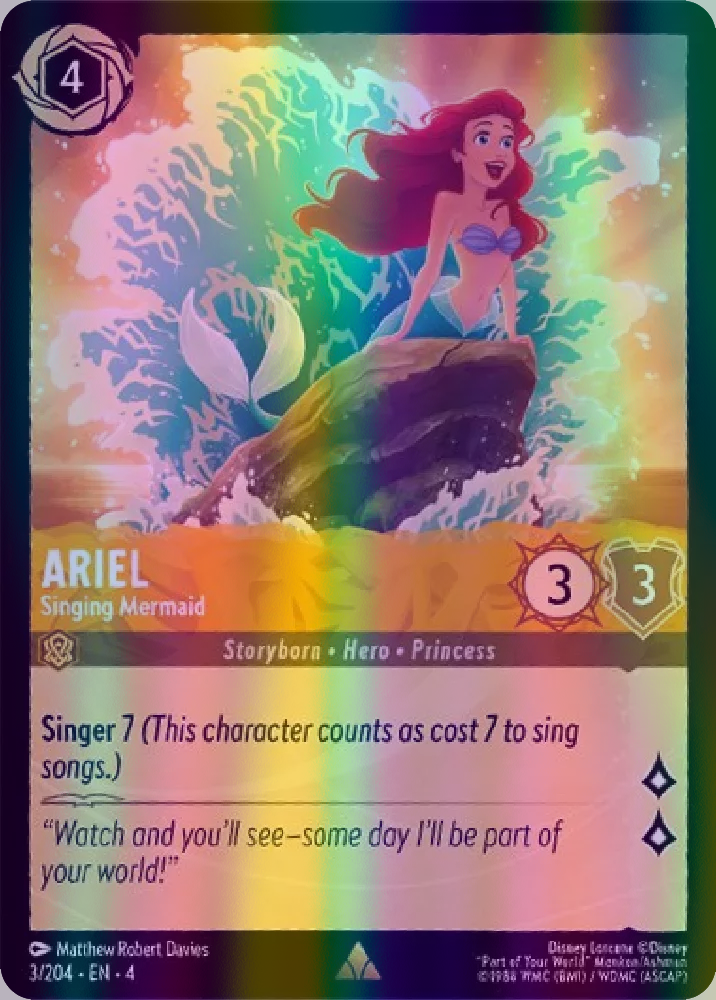 Ariel - Singing Mermaid (Ursula's Return 003/204) Rare - Near Mint Cold Foil