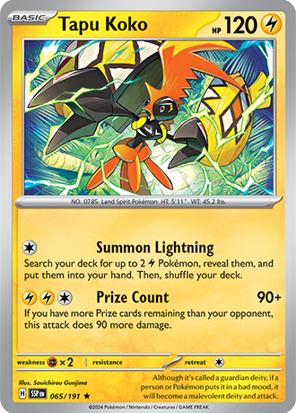 Tapu Koko - 065/191 (SSP) Rare - Near Mint Holofoil