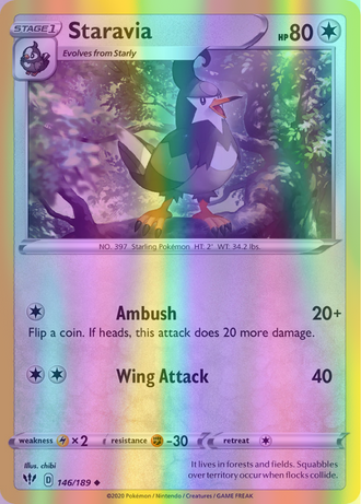 Staravia - 146/189 (SWSH03) Uncommon - Near Mint Reverse Holofoil