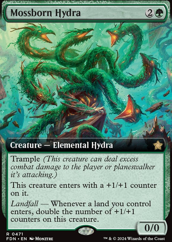 Mossborn Hydra [#0471 Extended Art] (FDN-R)