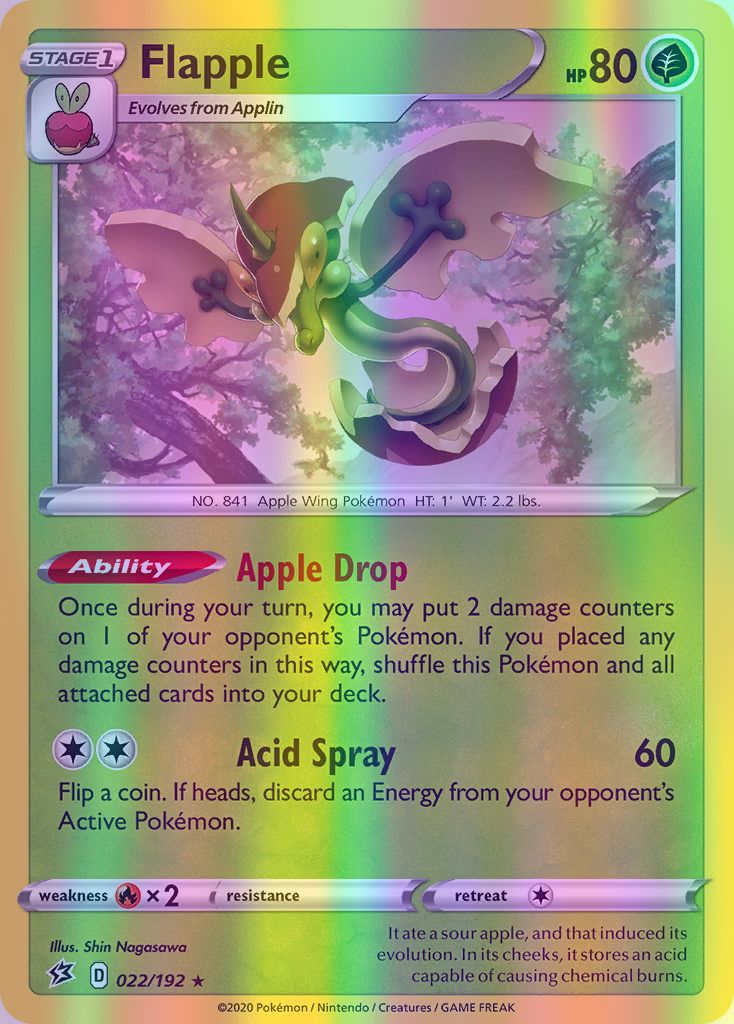 Flapple - 022/192 (SWSH02) Holo Rare - Near Mint Reverse Holofoil