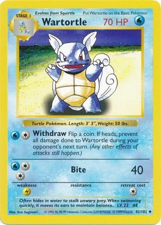 Wartortle - 042/102 (BSS) Uncommon - Near Mint Unlimited