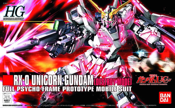 1/144 (HG-UC): Gundam Unicorn - #100 RX-0 Unicorn Gundam (Destroy Mode) Full Psycho-Frame Prototype Mobile Suit