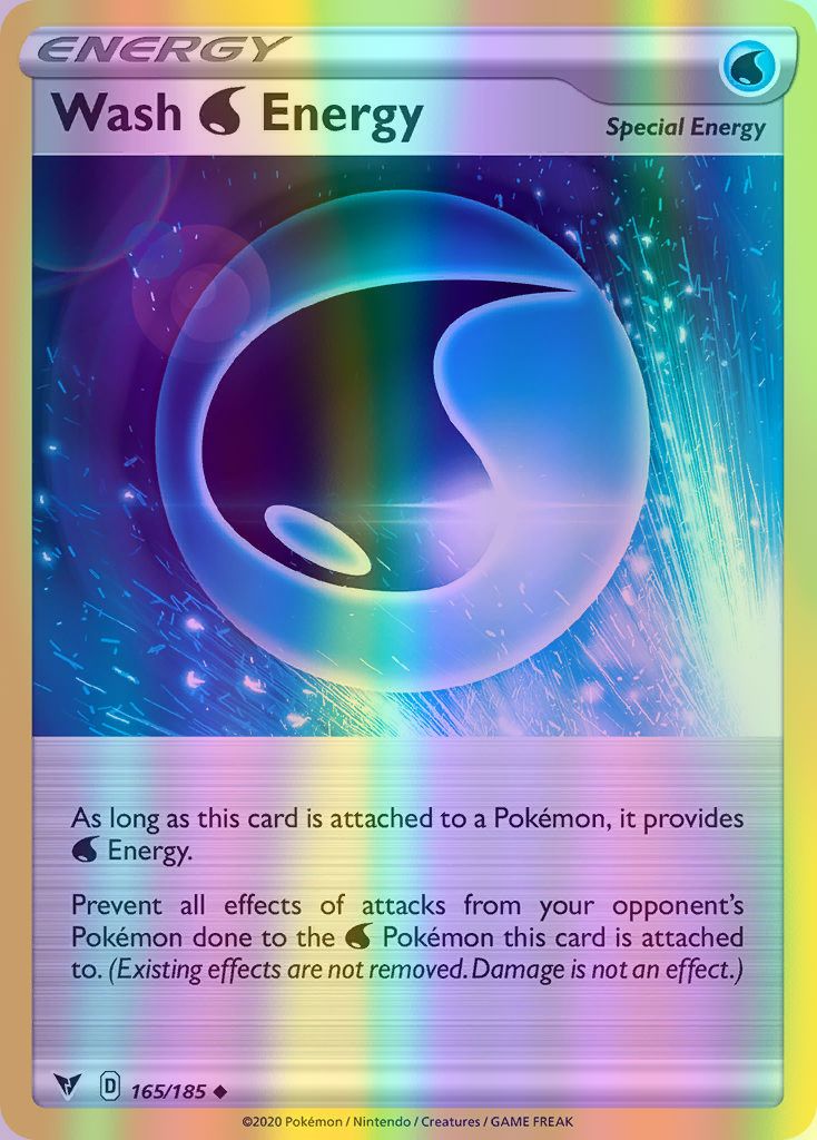 Wash Water Energy - 165/185 (SWSH04) Uncommon - Near Mint Reverse Holofoil