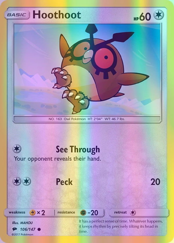 Hoothoot - 106/147 (SM:BUS) Common - Near Mint Reverse Holofoil