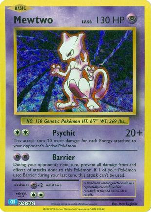 Mewtwo - 014/034 (TCG:CLB) Classic Collection - Near Mint Holofoil