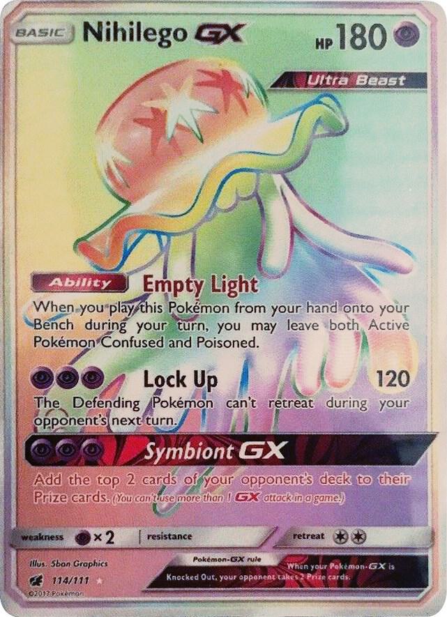Nihilego GX - 114/111 (CIN) Secret Rare - Light Play Holofoil