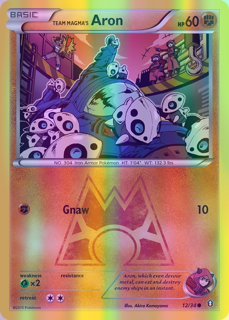 Team Magma's Aron - 012/034 (DCR) Common - Near Mint Reverse Holofoil