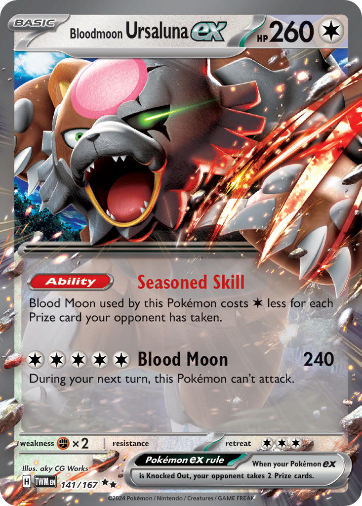 Bloodmoon Ursaluna ex - 141/167 (TWM) Double Rare - Near Mint Holofoil