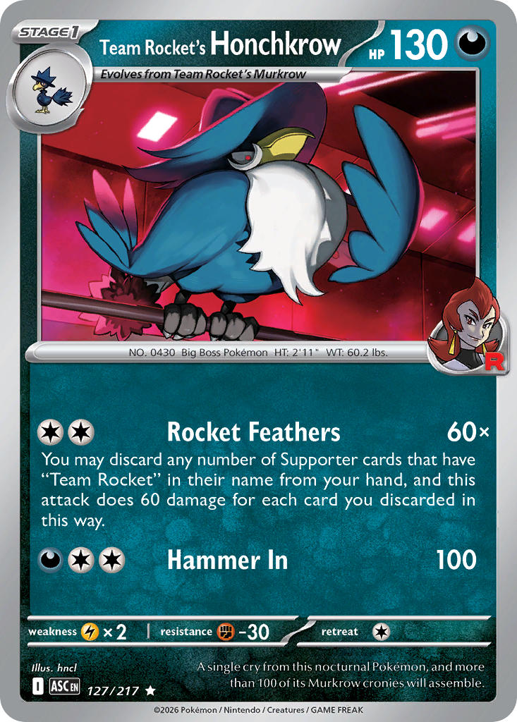 Team Rocket's Honchkrow - 127/217 (ASC) Rare